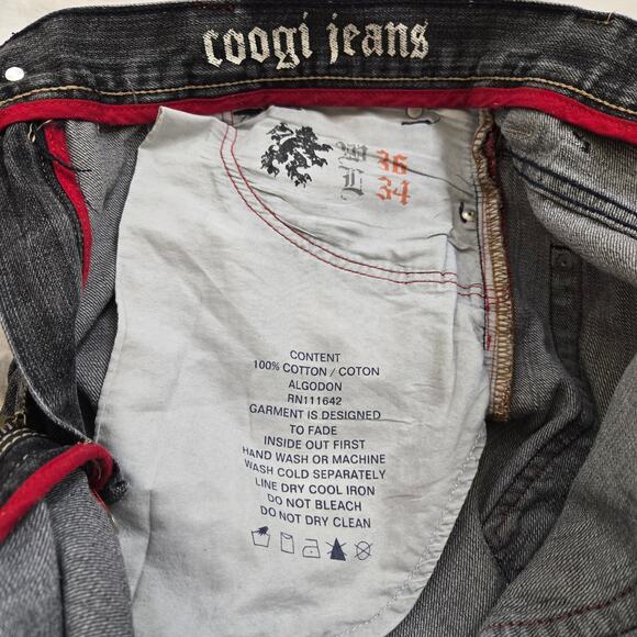 Vintage Coogi Jeans Size 36x34 Black Wash Embroidered Denim Y2K Baggy Fit - Picture 5 of 13